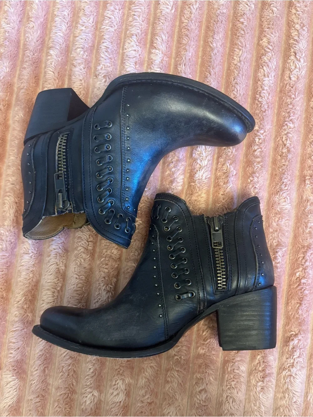 Ryder leather laced black ankle boots